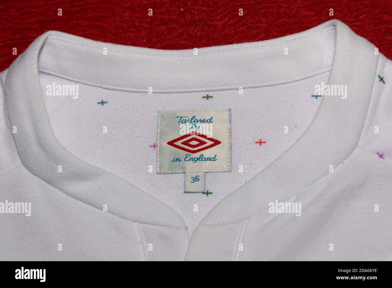 Tailored By Umbro in England" label in the neck of the 2010 - 2011 England  Home Football Shirt Stock Photo - Alamy