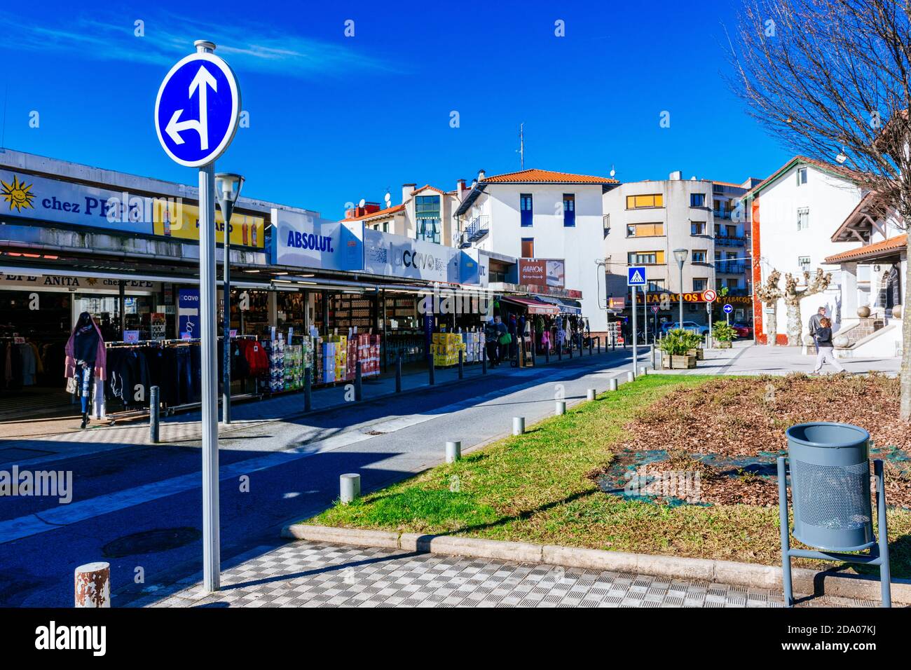 Commercial area in the district of Behobia that takes advantage of price differences between countries to offer cheaper goods. Irun, Gipuzkoa, Donosti Stock Photo