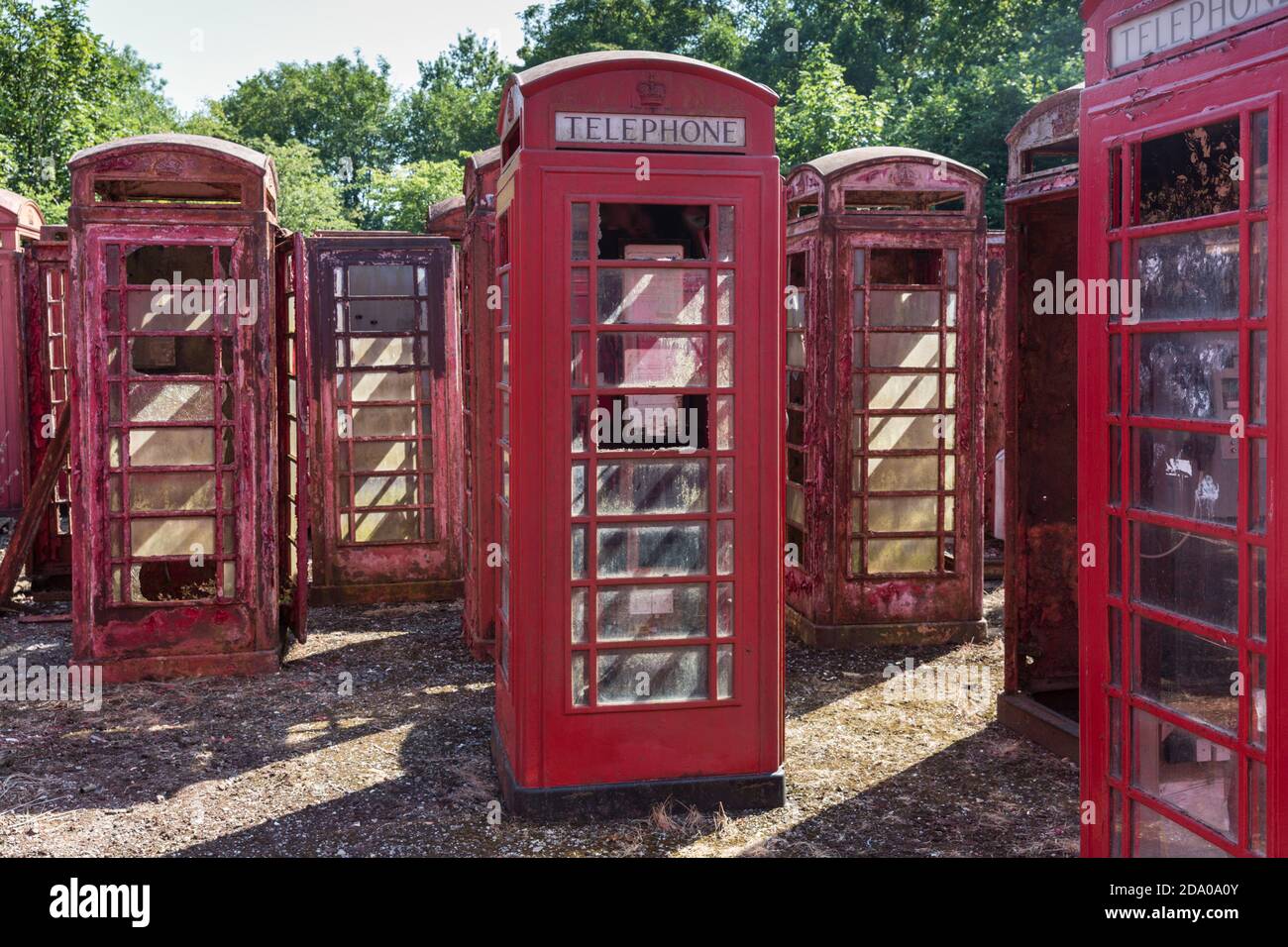 Old red phone boxes Stock Photo Alamy
