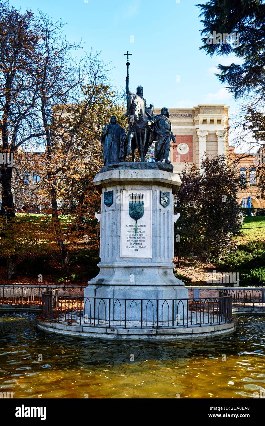 Monument of Isabel the Catholic. Paseo de la Castellana, Madrid, Comunidad de madrid, Spain, Europe Stock Photo