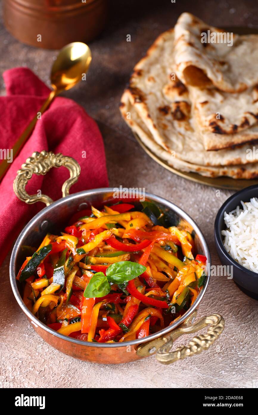 traditional indian food green curry lamb and jam salad Stock Photo Alamy