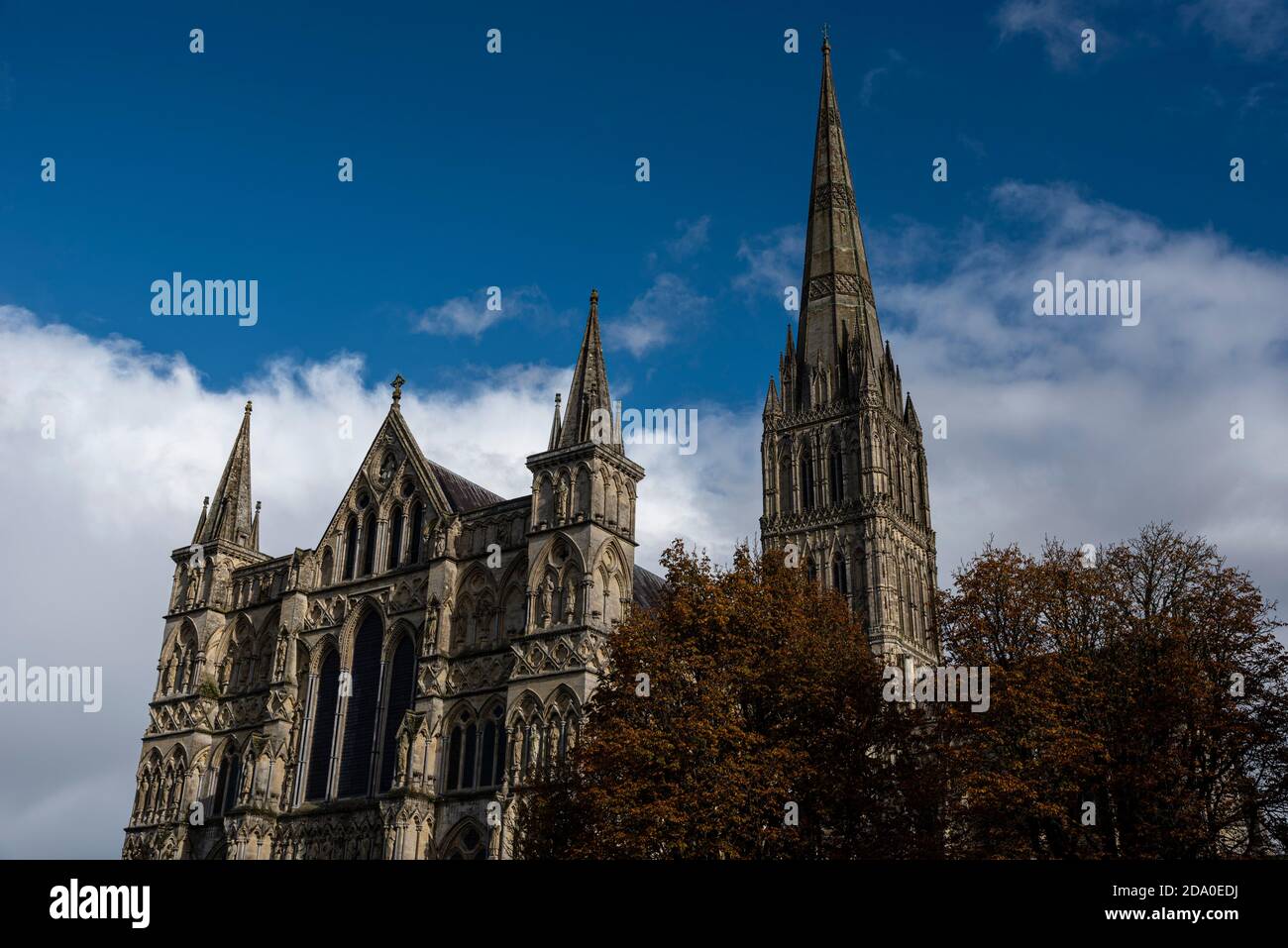 West Front of Salisbury Cathedral seen with the Spire in its full glory
