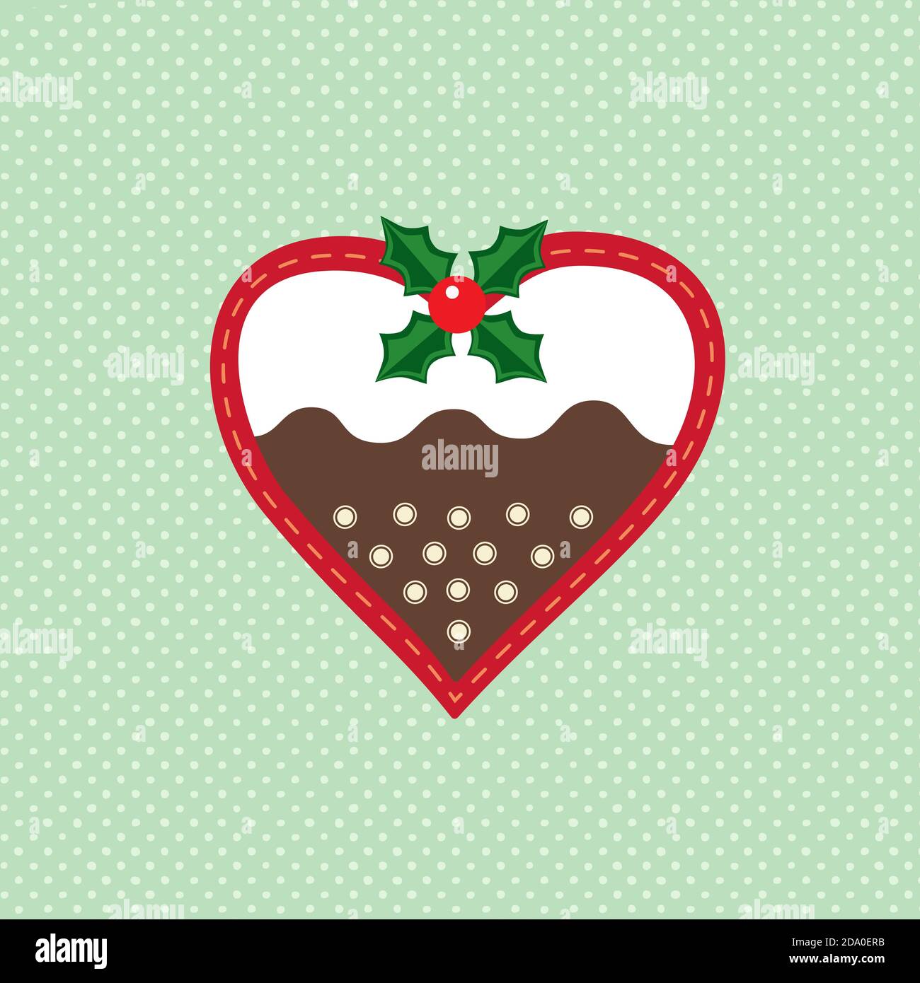 Christmas heart pudding decoration vector icon Stock Vector