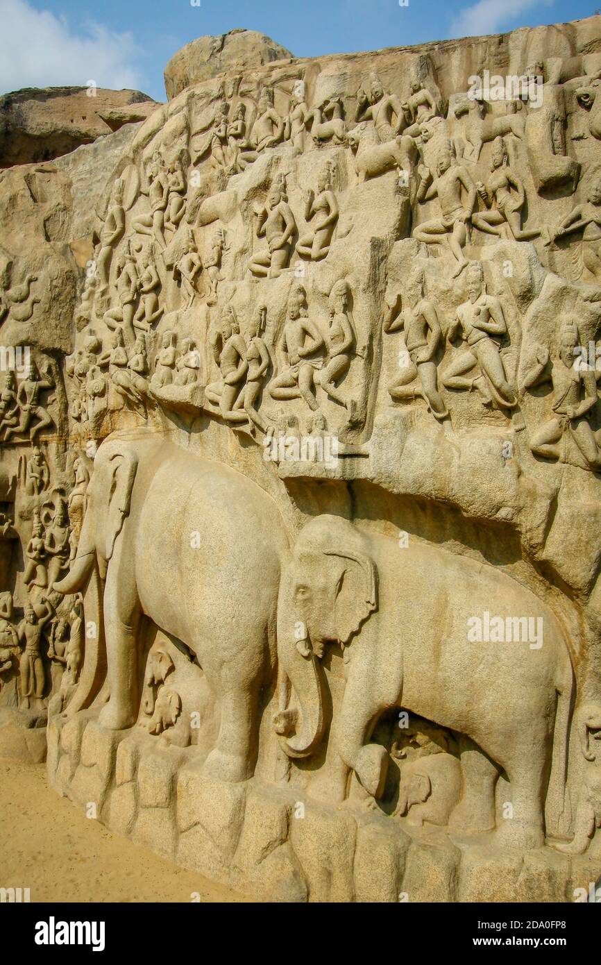 Mamallapuram, India. Stone Sculptures of Mahabalipuram Arjuna's