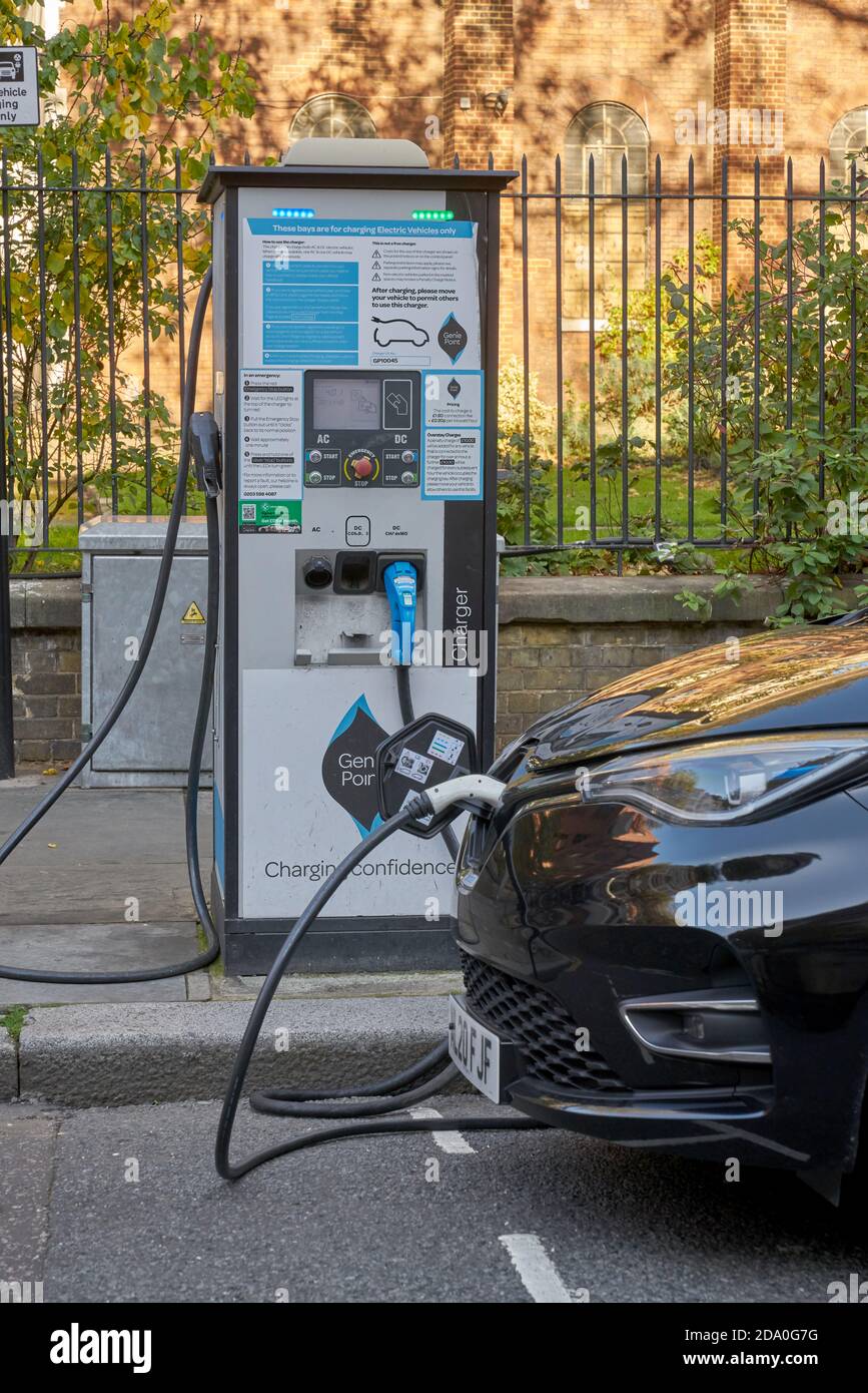 electric car charging in london genie point Stock Photo Alamy