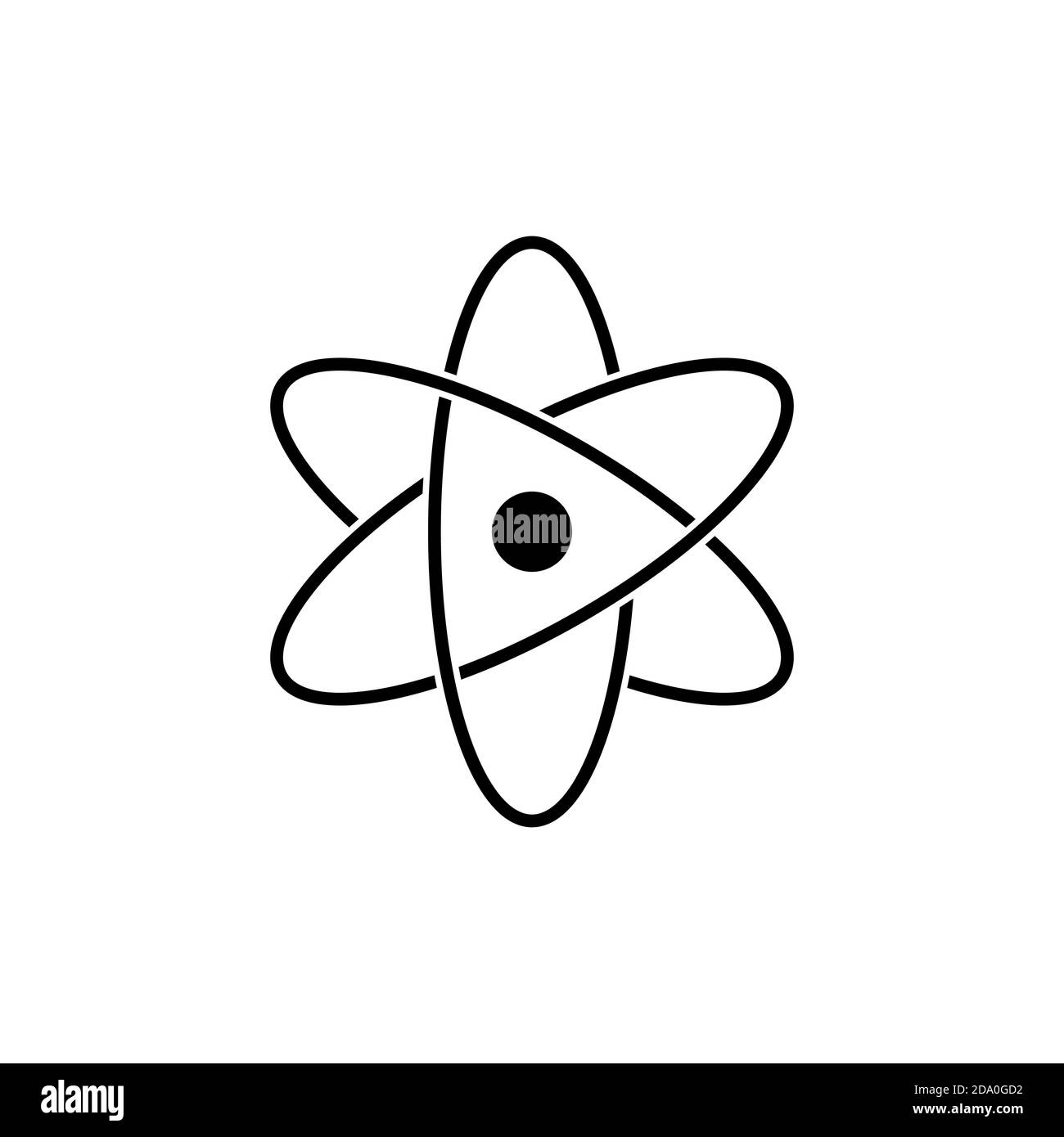 Atom icon in black. Molecule sign. Science concept. Vector on isolated white background. EPS 10 Stock Vector