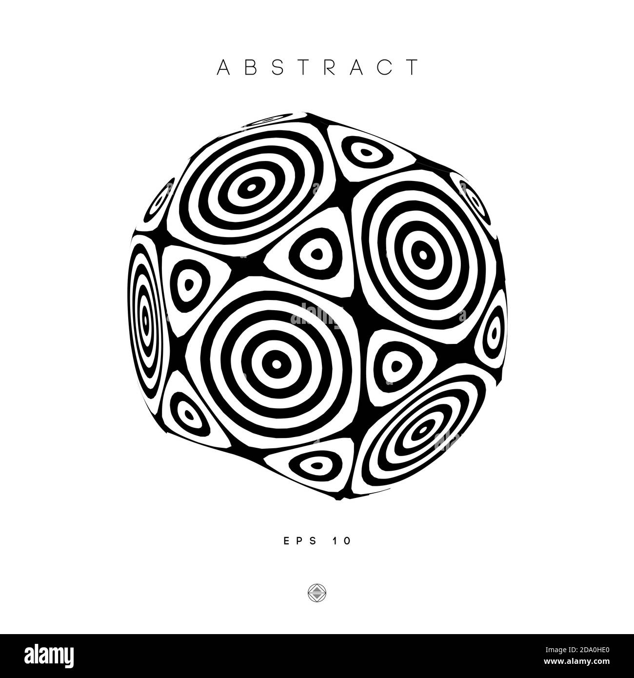 Hypnotic abstract circles logo. Optical illusion illustration of Mind logo design. EPS 10. Stock Vector
