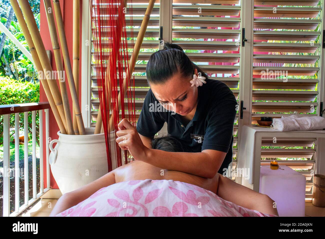 Spa, wellness, massages in Meridien Hotel on the island of Tahiti, French Polynesia, Tahiti Nui, Society Islands, French Polynesia, South Pacific. Stock Photo