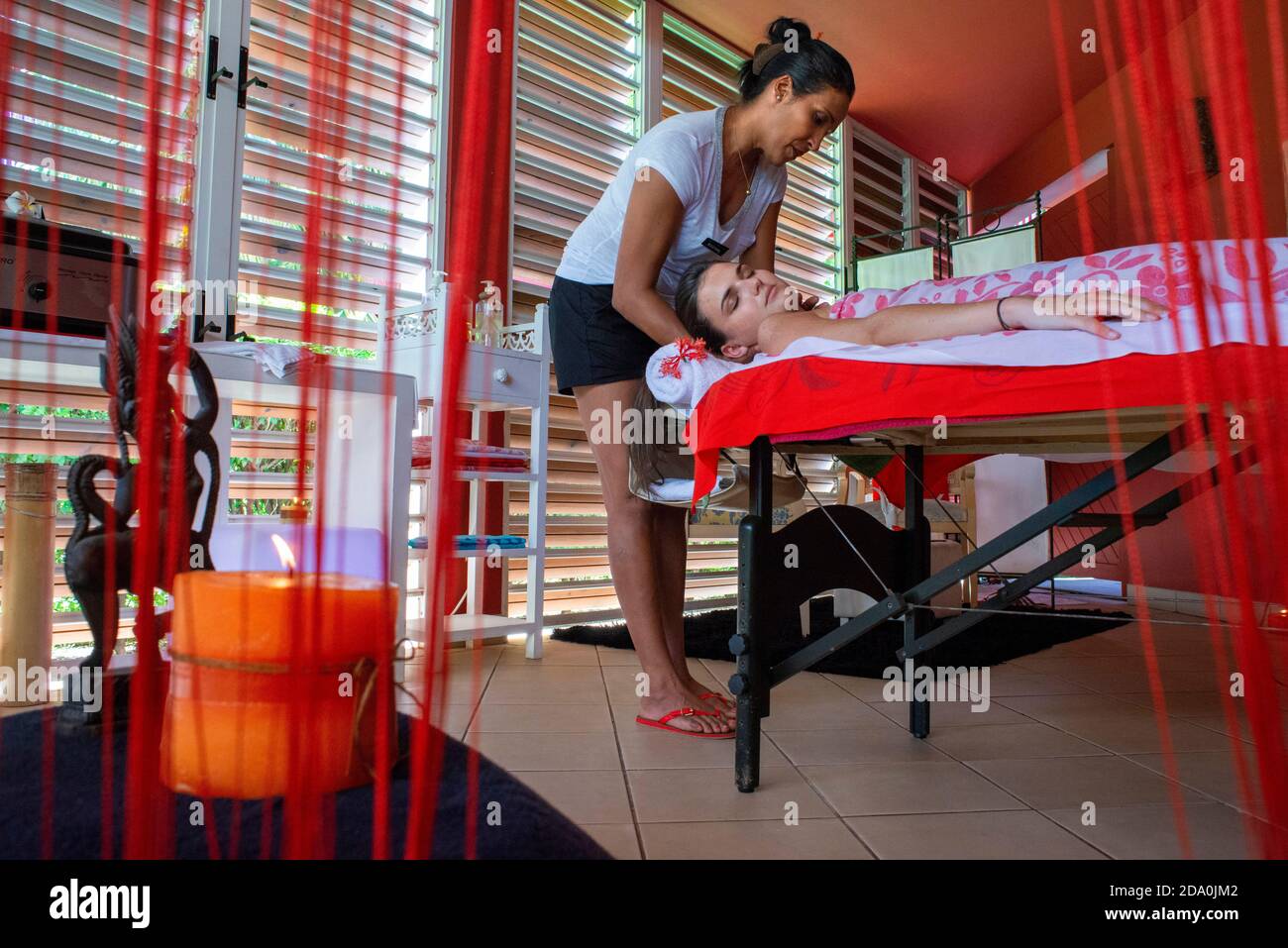 Spa, wellness, massages in Meridien Hotel on the island of Tahiti, French Polynesia, Tahiti Nui, Society Islands, French Polynesia, South Pacific. Stock Photo