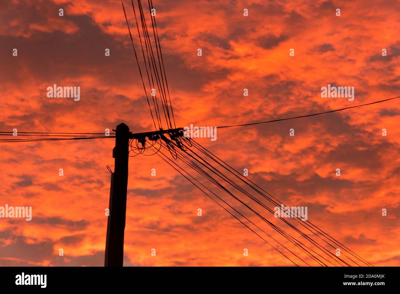 An electrical line and a power pole Stock Photo
