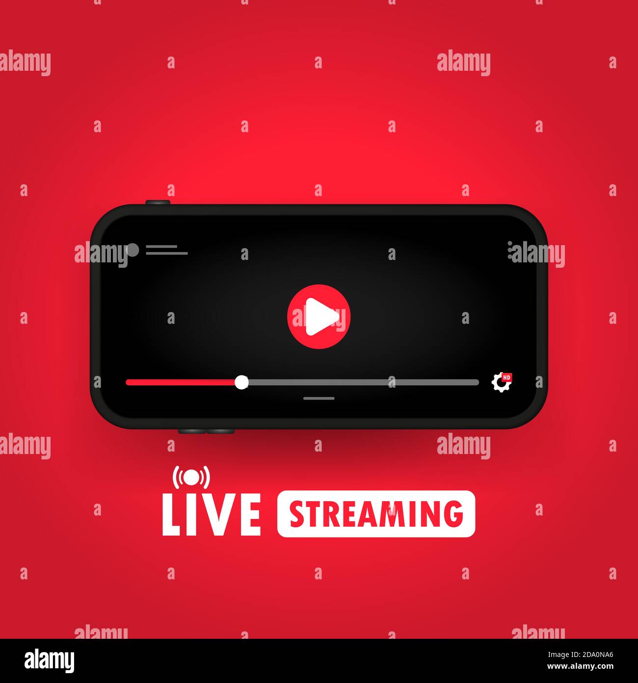 Watching live streaming on smart phone. Social media user concept