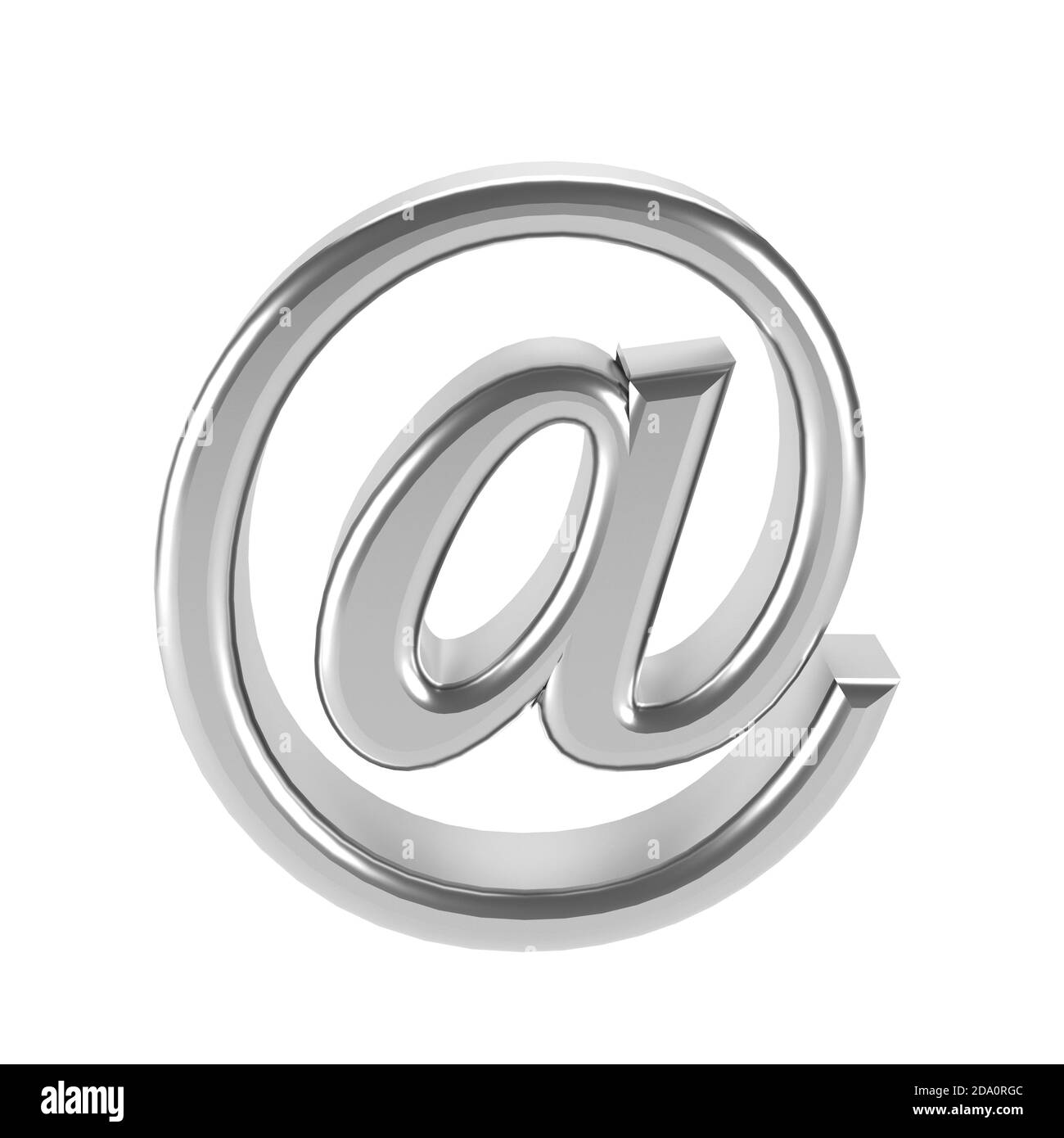 3d e-mail symbol Silver - email address icon web button - at sign Concept of e-mail gray metal - 3d illustration Stock Photo