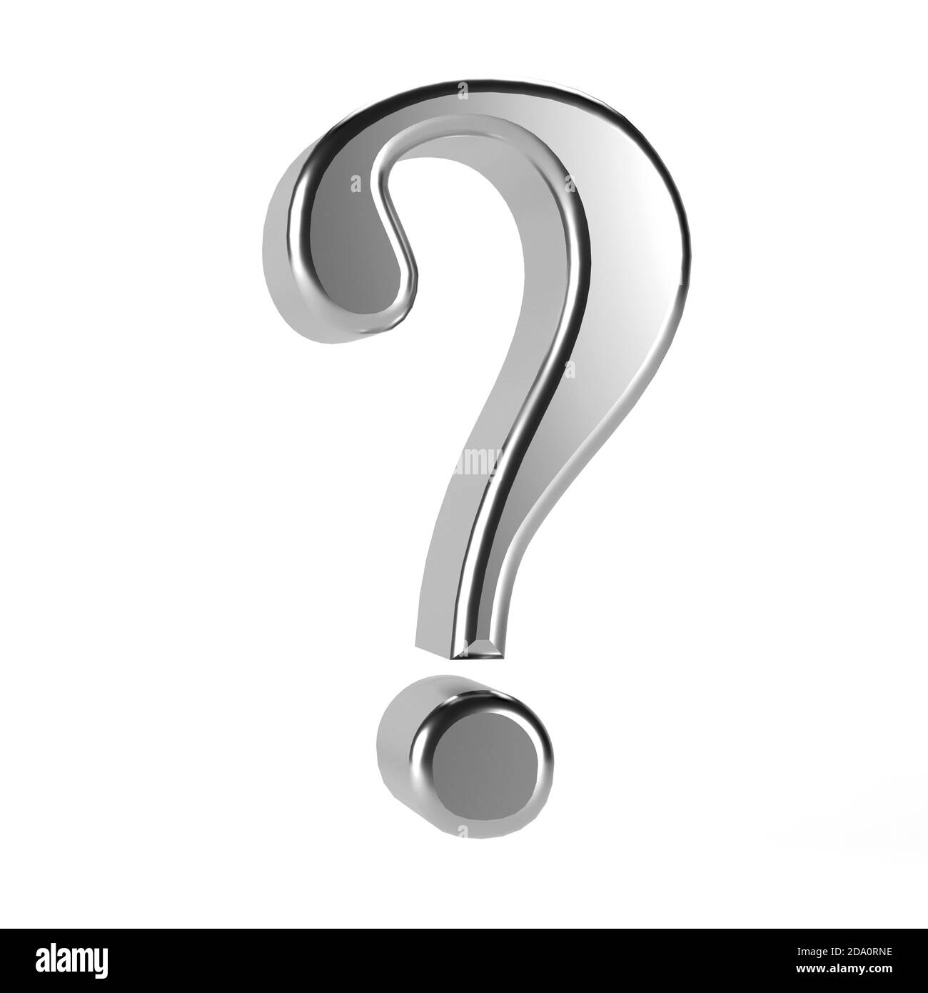Silver question mark isolated - gray text symbol - 3d illustration Stock Photo