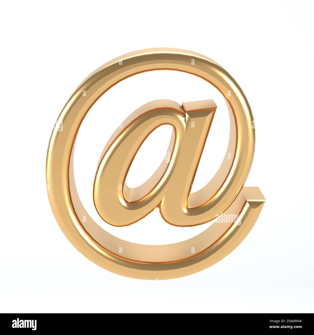 3d e-mail symbol gold - email address icon web button - at sign Concept of e-mail Golden metal - 3d illustration Stock Photo