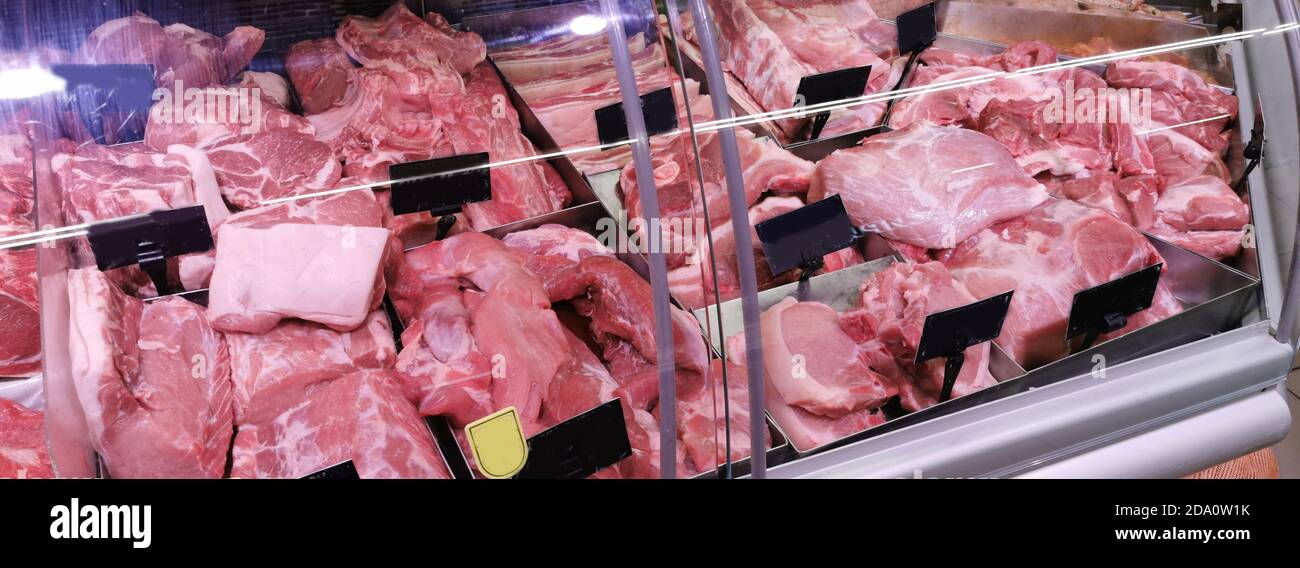 Selection of quality meat at a butcher shop Stock Photo Alamy