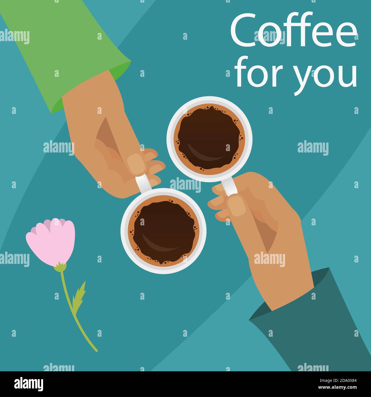 Vector illustration of hands holding cup of coffee. Coffee time, coffee