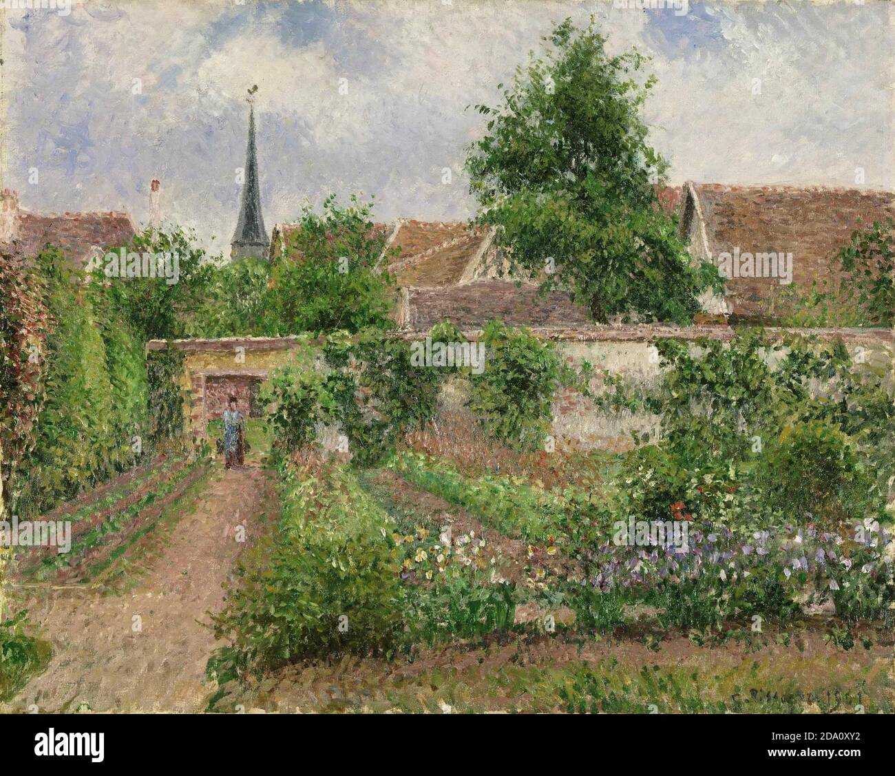Camille Pissarro, French, 1830-1903 -- Vegetable Garden, Overcast Morning, Eragny. Stock Photo
