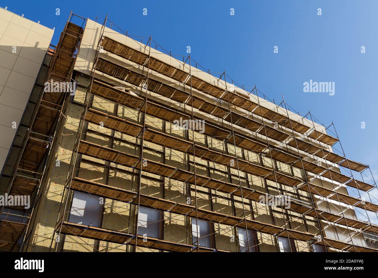 Modern construction. Vent building facade. Facing panel for the wall of a building. Facade of modern building of metal panels Stock Photo