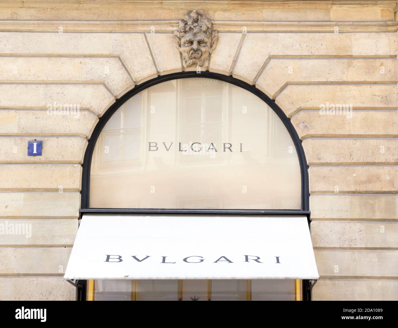 PARIS, FRANCE : Bulgari store in place Vendome in Paris. Bulgari is an Italian jewelry and luxury goods brand. Stock Photo
