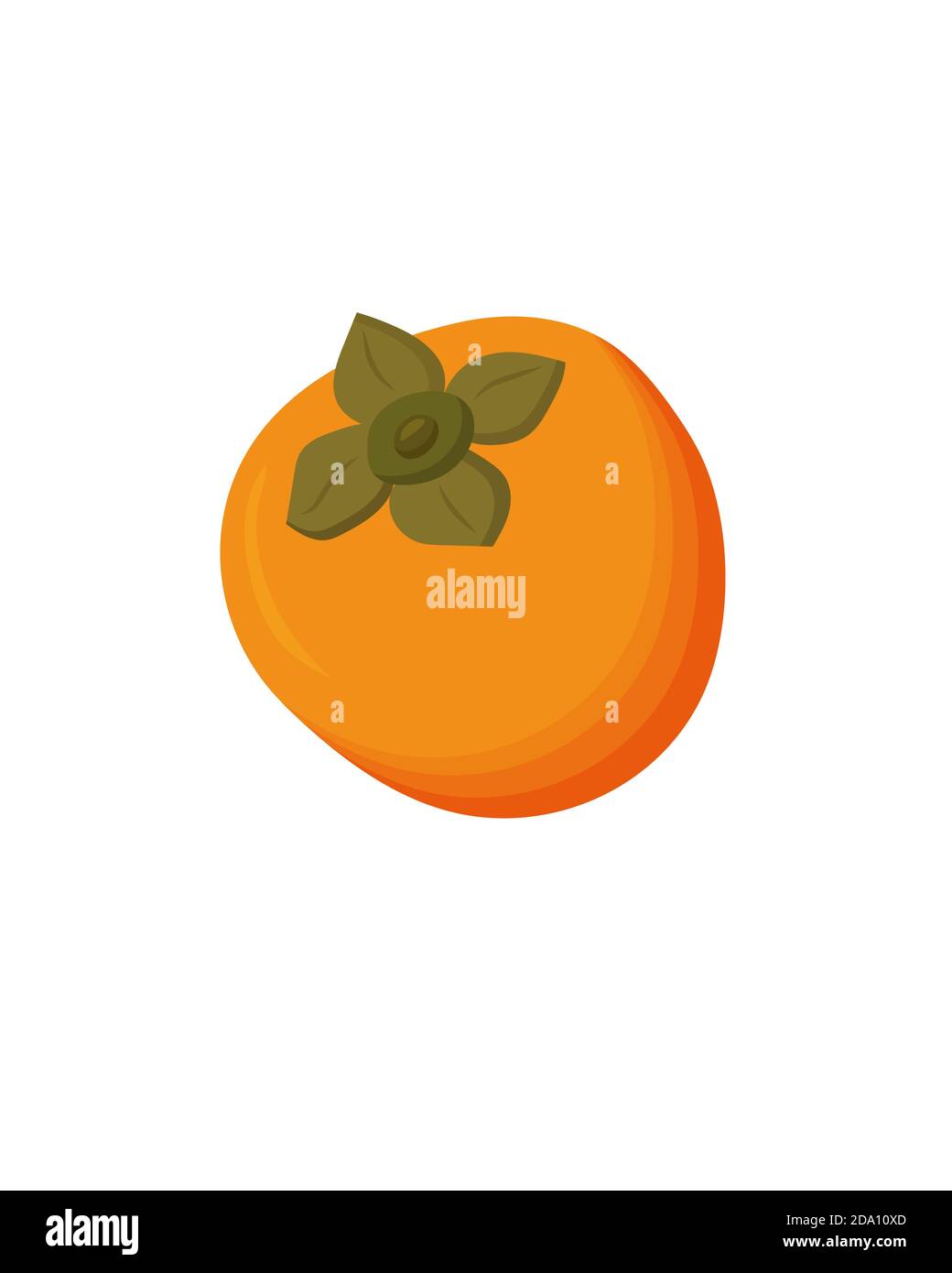 Juicy orange persimmon fruit, isolated on white background. Vector flat illustration. Stock Vector