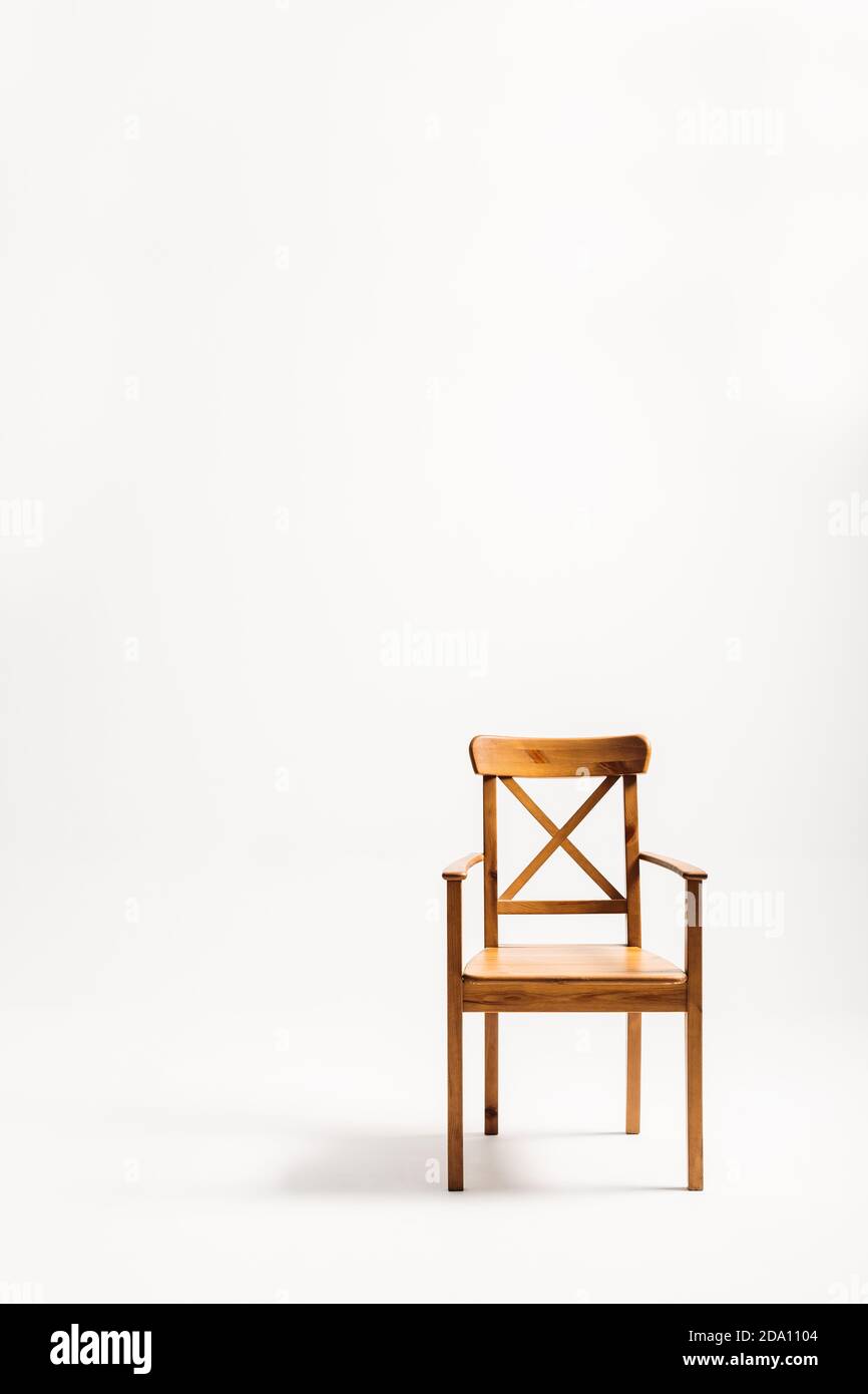 Classical wooden chair isolated against white background Stock Photo ...