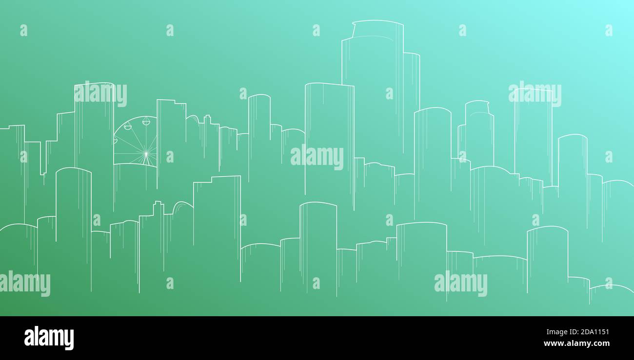 Modern city skyline background flat style vector illustration. Buildings cityscape. Stock Vector