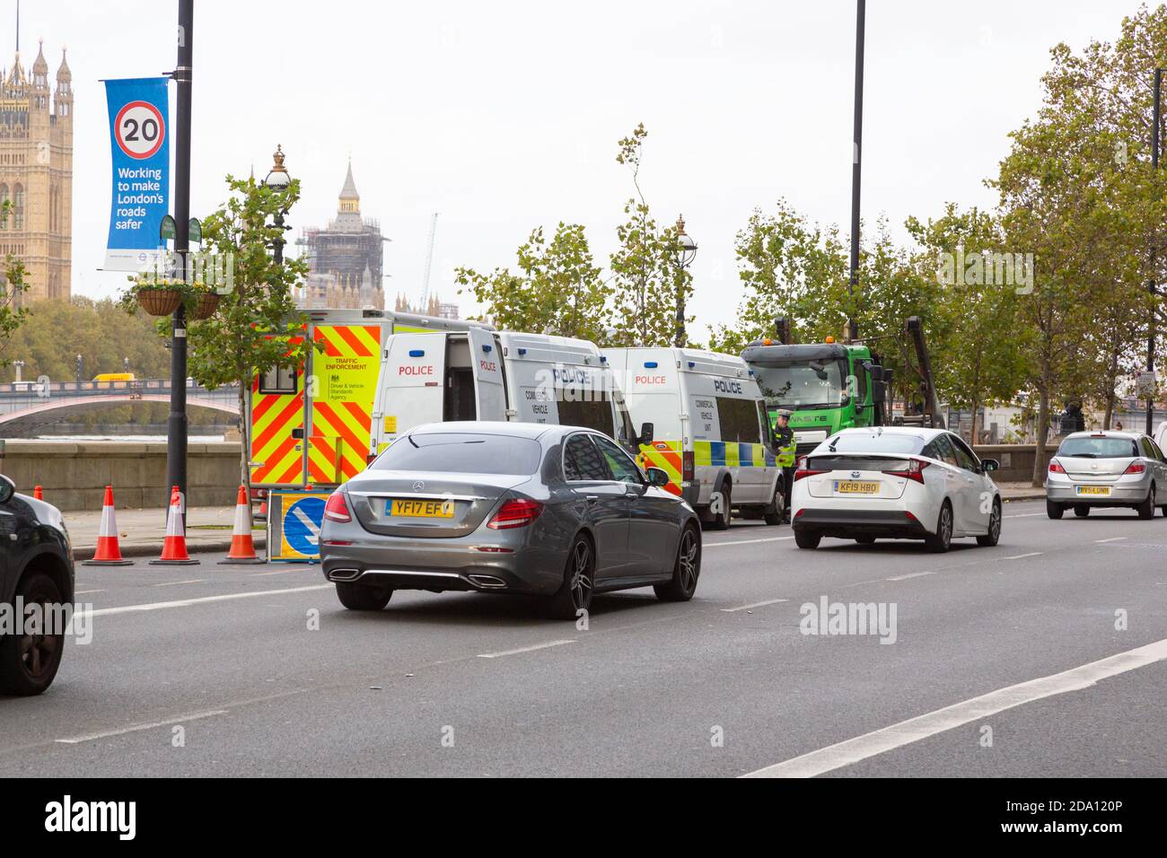 Traffic enforcement in a 20 mph zone, ANPR, police camera, police roadside checks, london, uk Stock Photo