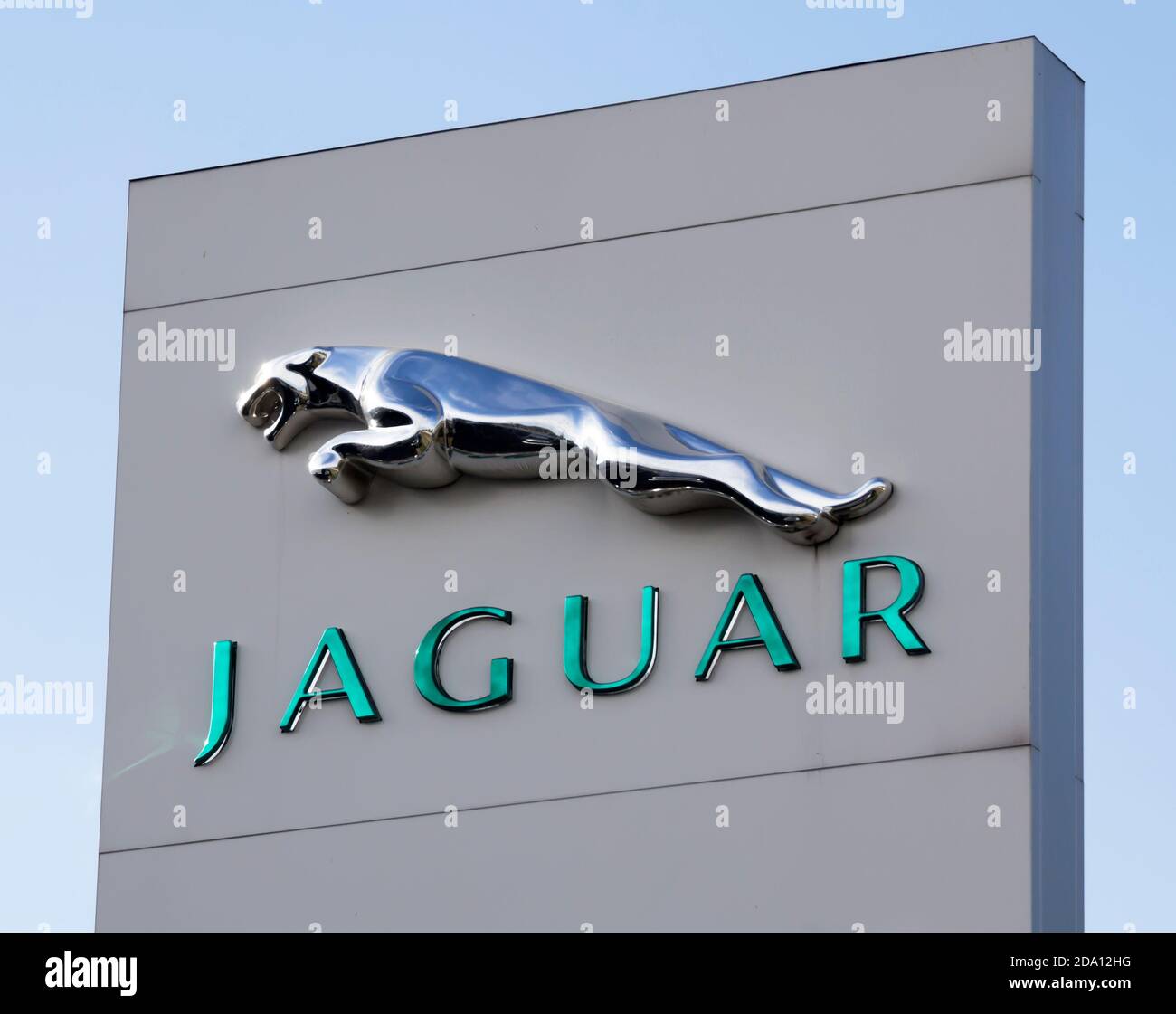 NURNBERG, GERMANY Jaguar company logo. Jaguar Land Rover is a British