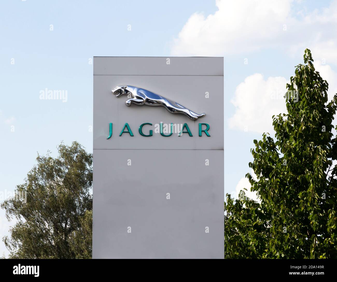 NURNBERG, GERMANY Jaguar company logo. Jaguar Land Rover is a British