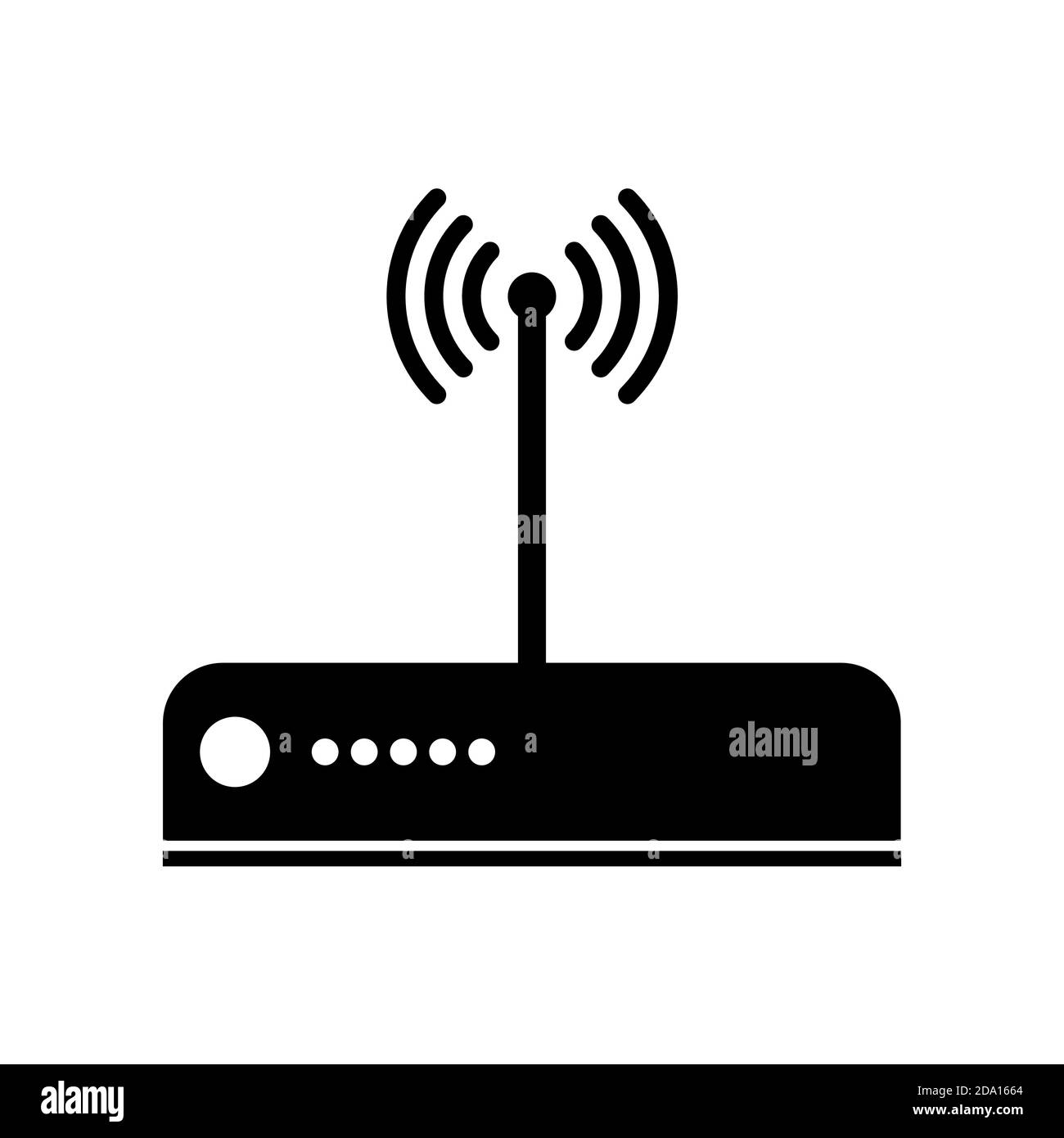 Router icon. Internet network modem symbol. Black isolated vector illustration. Stock Vector