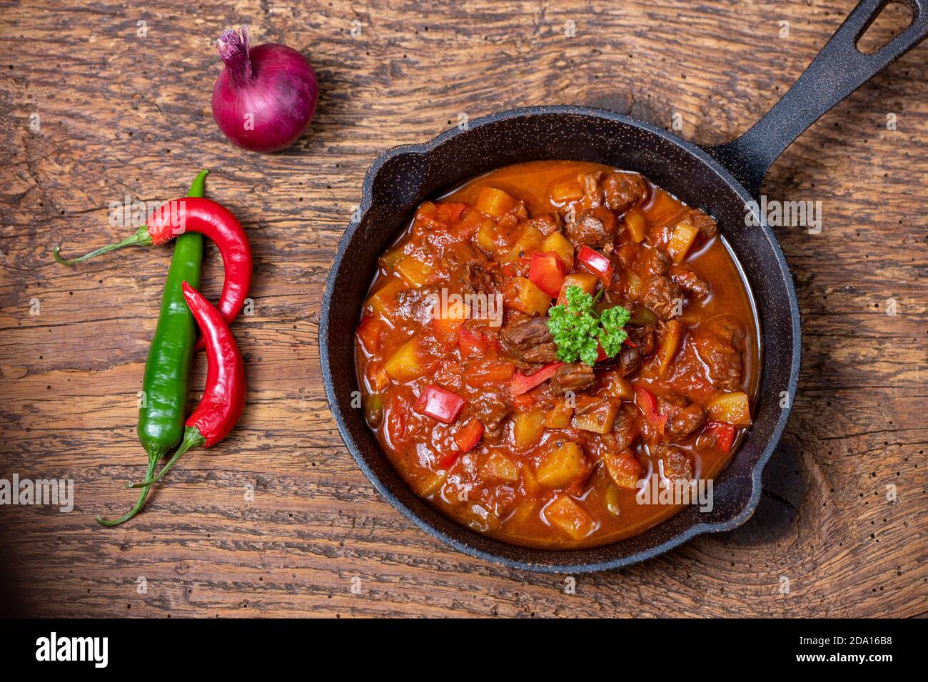 hungarian goulash with meat and potatoes Stock Photo