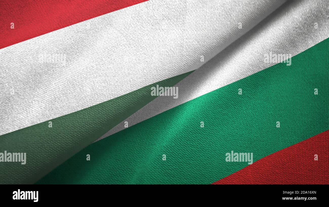 Hungary And Bulgaria Two Flags Textile Cloth Fabric Texture Stock Photo Alamy