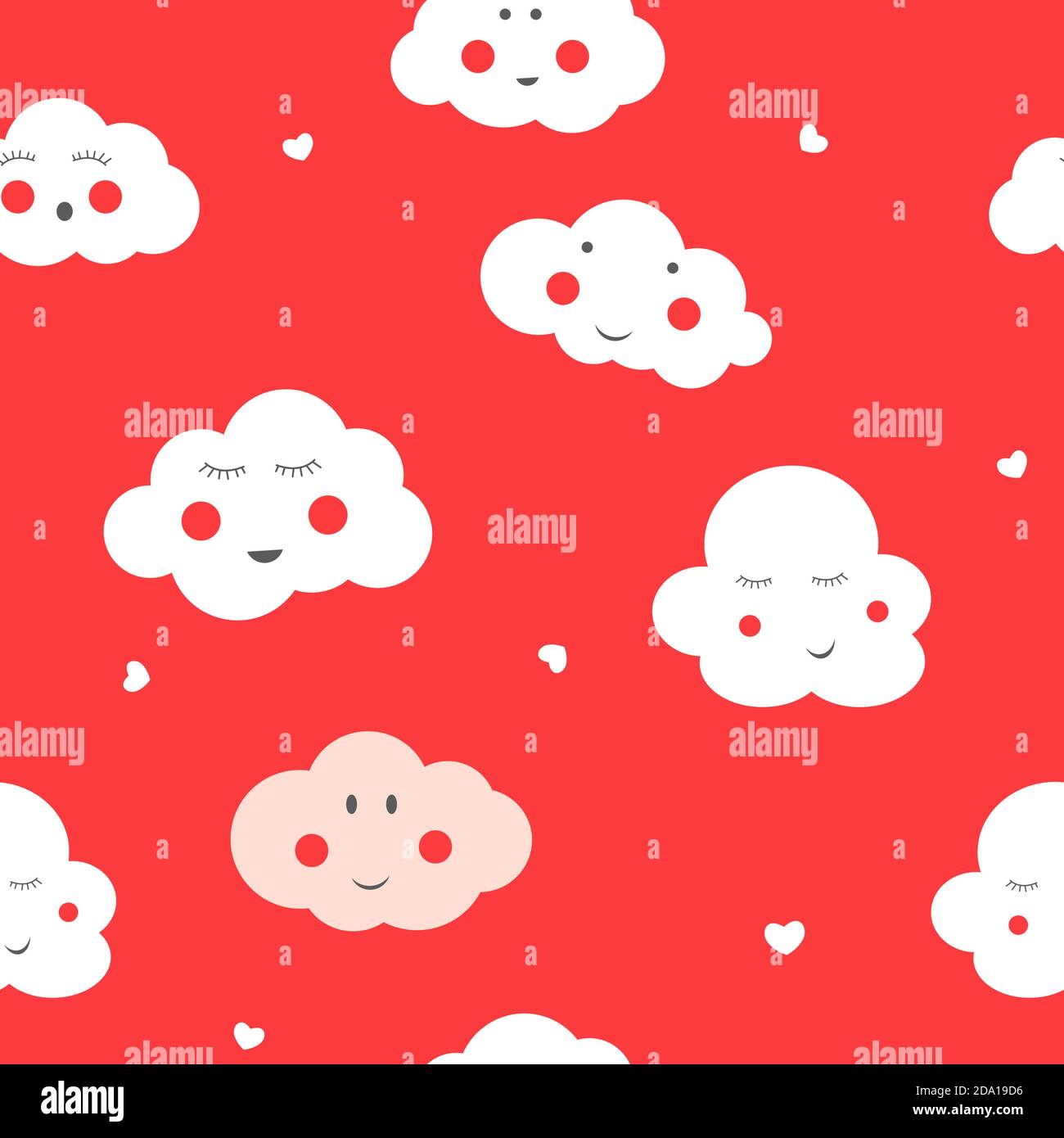 Seamless Pattern Background with Cute Little Child Cloud and Hearts ...