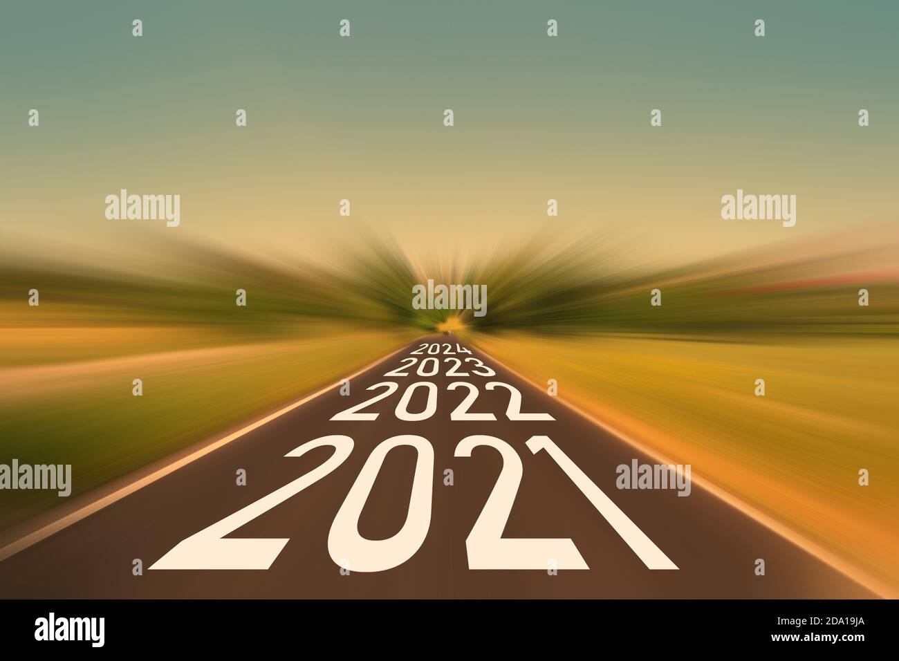 happy new year 2021, 2022, 2023 street Stock Photo