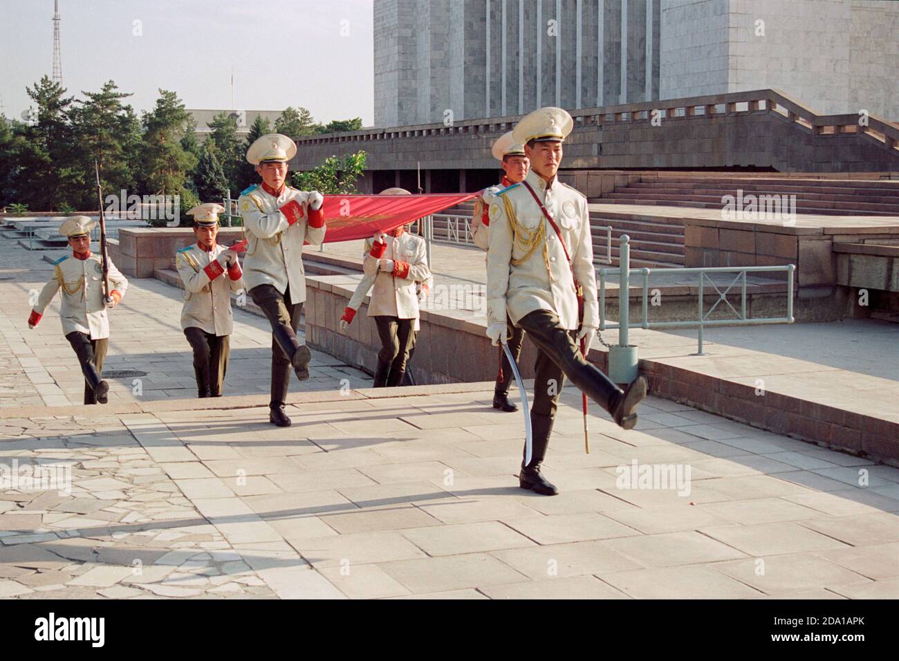 Flag raising ceremony, Ala-Too Square, Bishkek Stock Photo