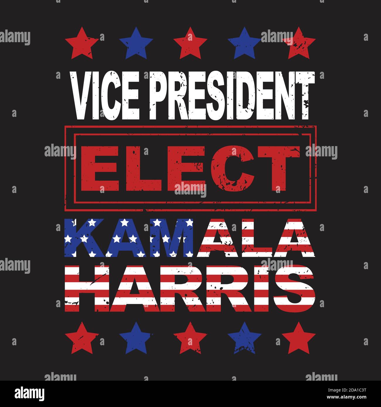Kamala Harris Vice President Elect. United States of America Presidential Election design vector grunge style. Poster design template. Elected Vice Stock Vector