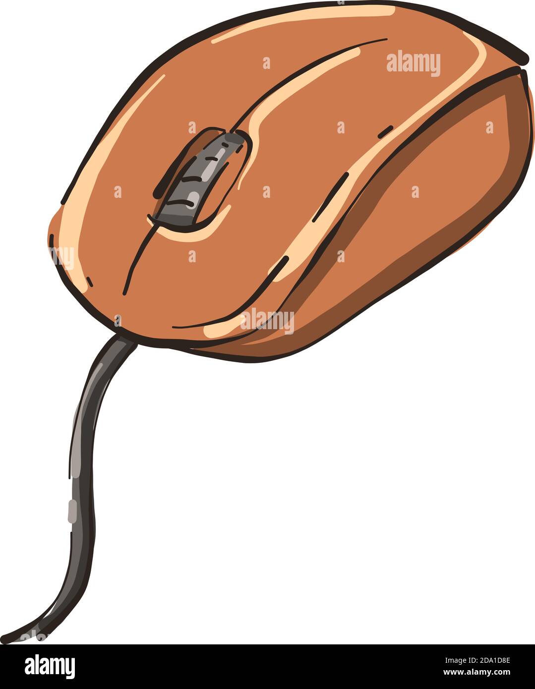 Orange PC mouse, illustration, vector on white background Stock Vector ...