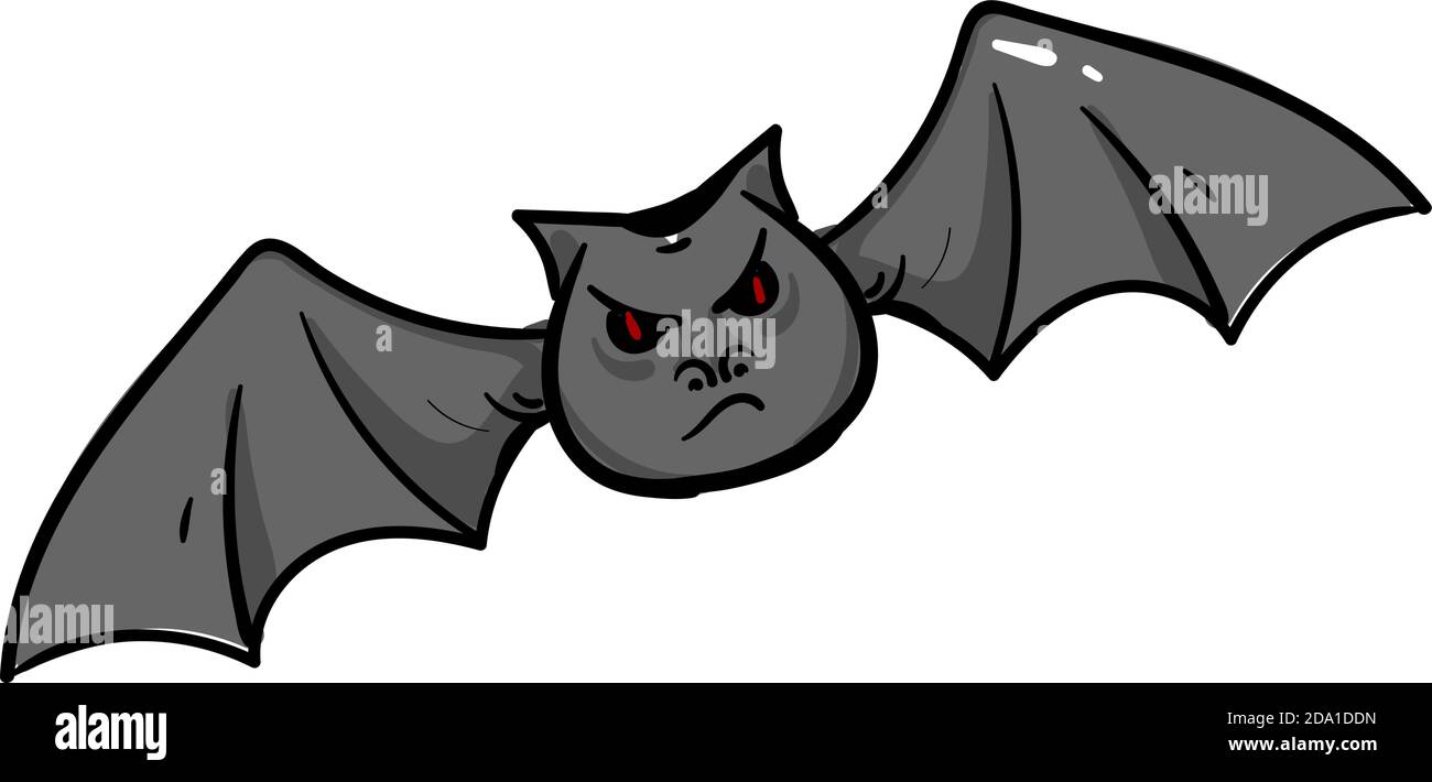 Small angry bat,illustration,vector on white background Stock Vector