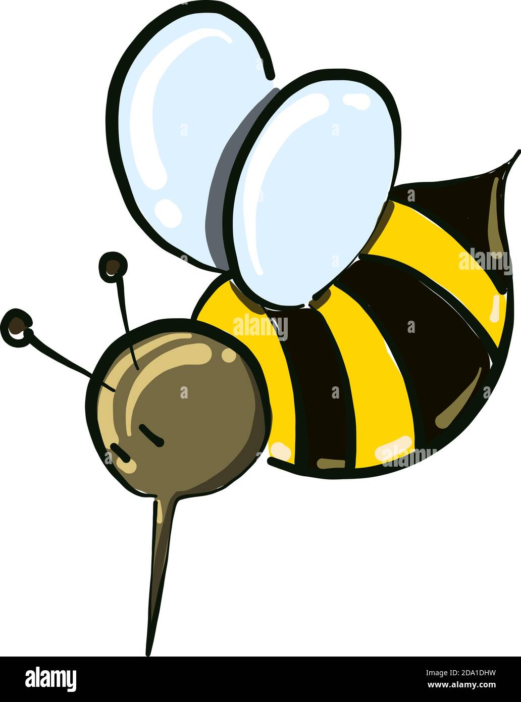 Sad little fat bee,illustration,vector on white background Stock Vector