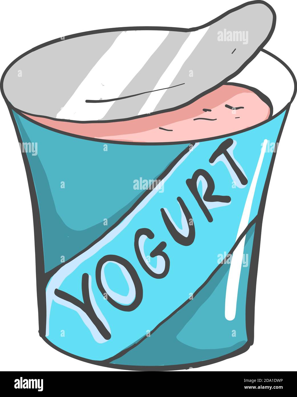 Yogurt in a blue bowl,illustration,vector on white background Stock ...