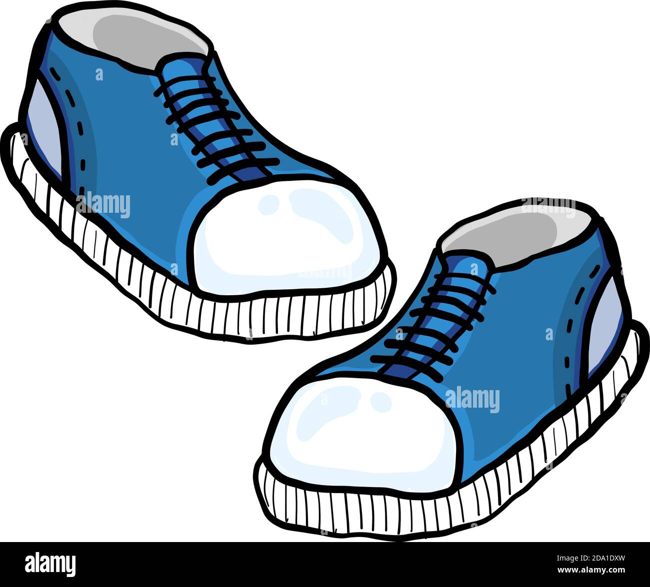 Blue sneakers,illustration,vector on white background Stock Vector