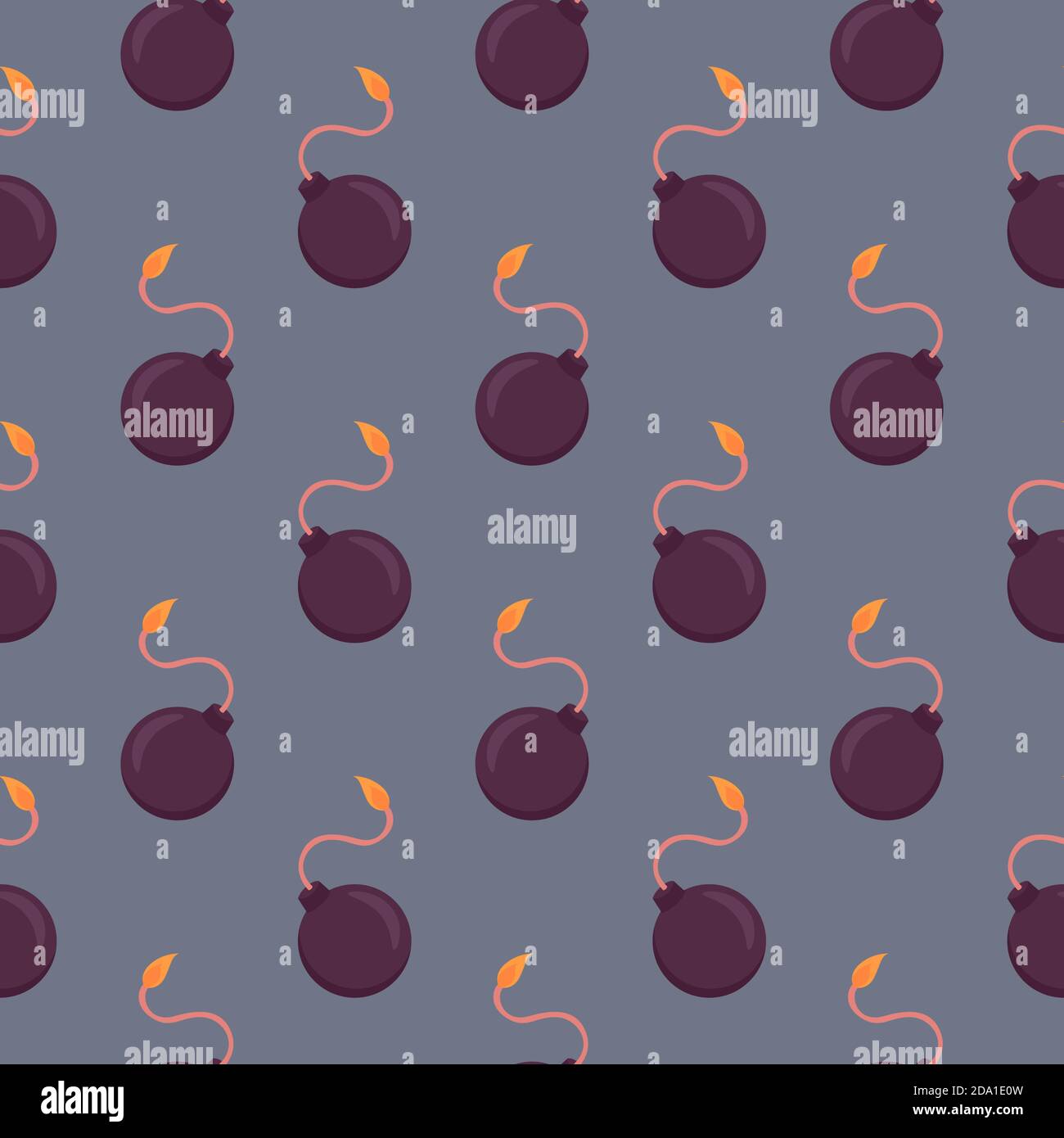 Purple bombs , seamless pattern on a purple background. Stock Vector