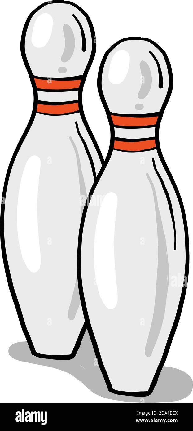 Two bowling pins,illustration,vector on white background Stock Vector