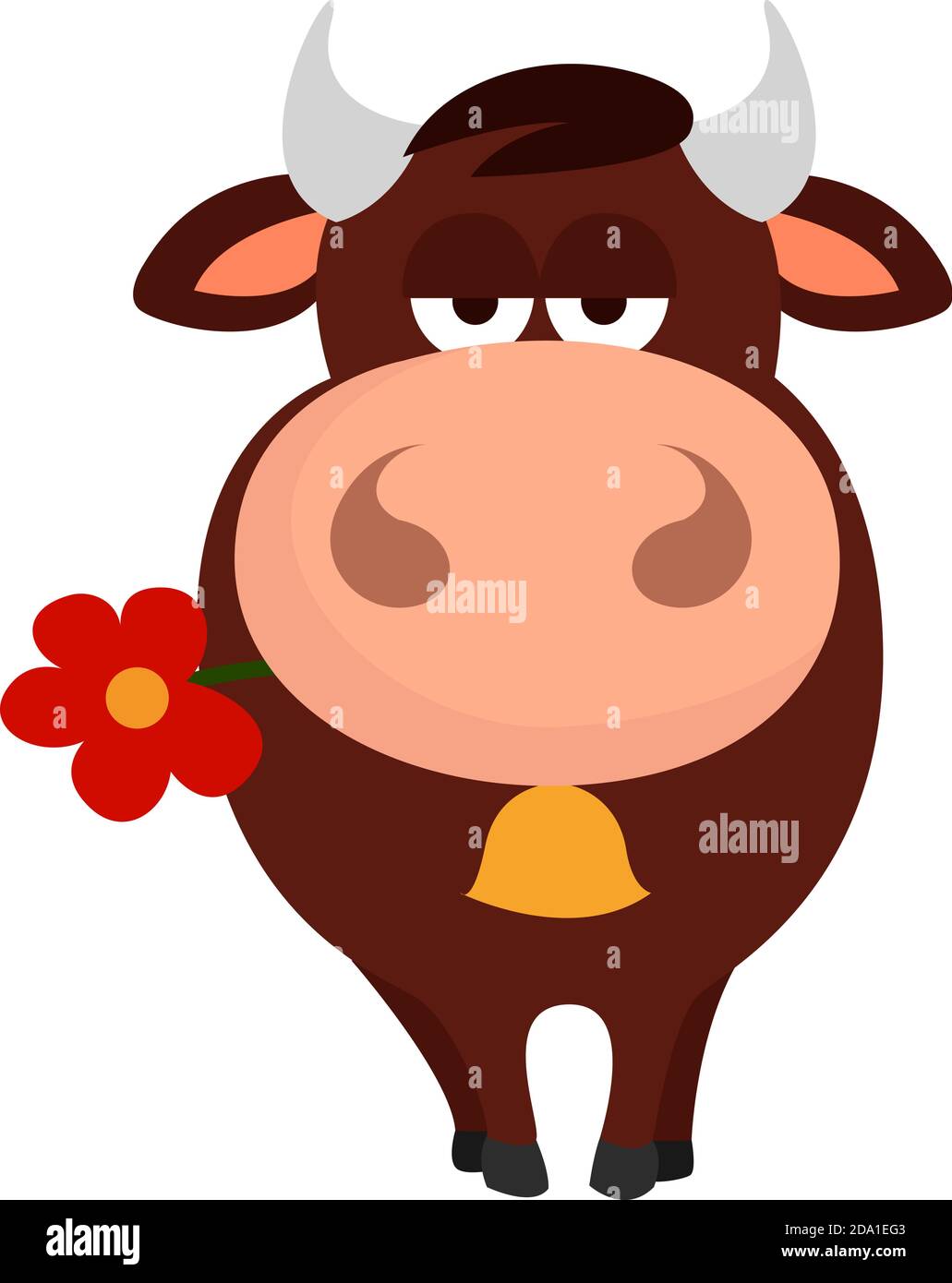 Brown bull,illustration,vector on white background Stock Vector