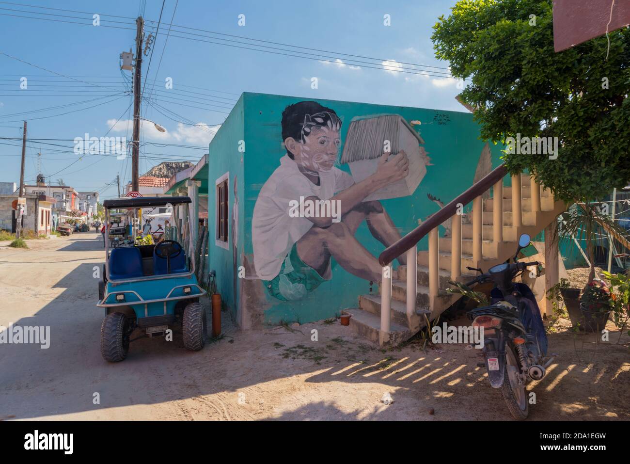 graffiti, street art on a house wall in Holbox village, Mexico Stock Photo