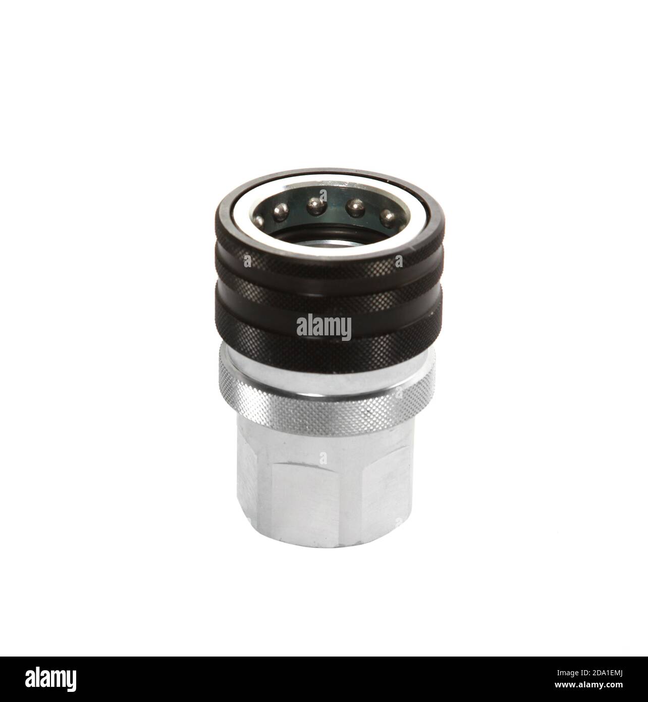 Metallic hose fitting tool isolated on a white background Stock Photo