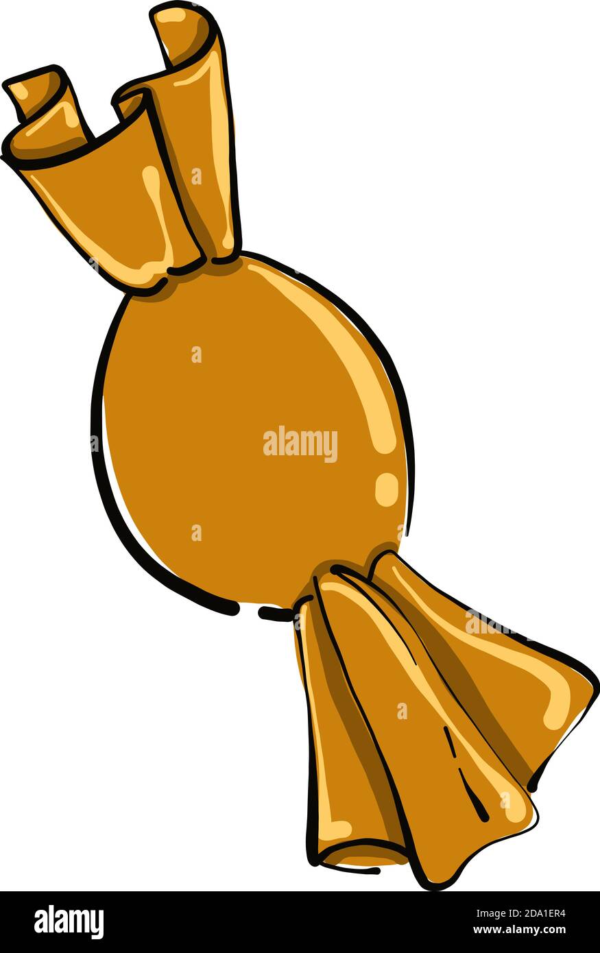 Orange candy in a wrapper,illustration,vector on white background Stock