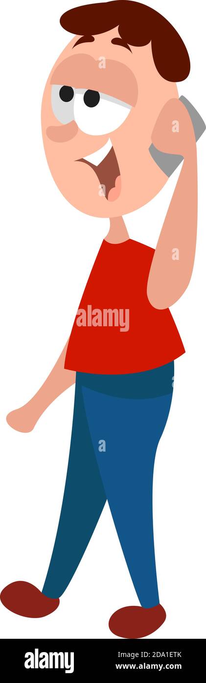 Talking on the phone,illustration,vector on white background Stock Vector
