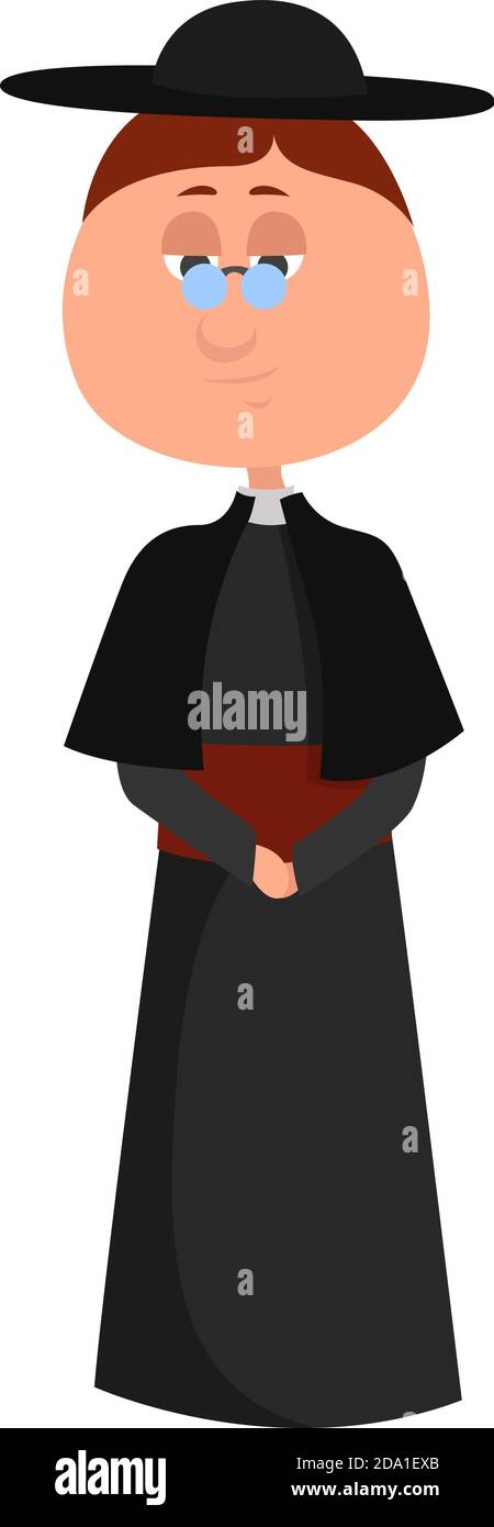 Catholic priest,illustration,vector on white background Stock Vector