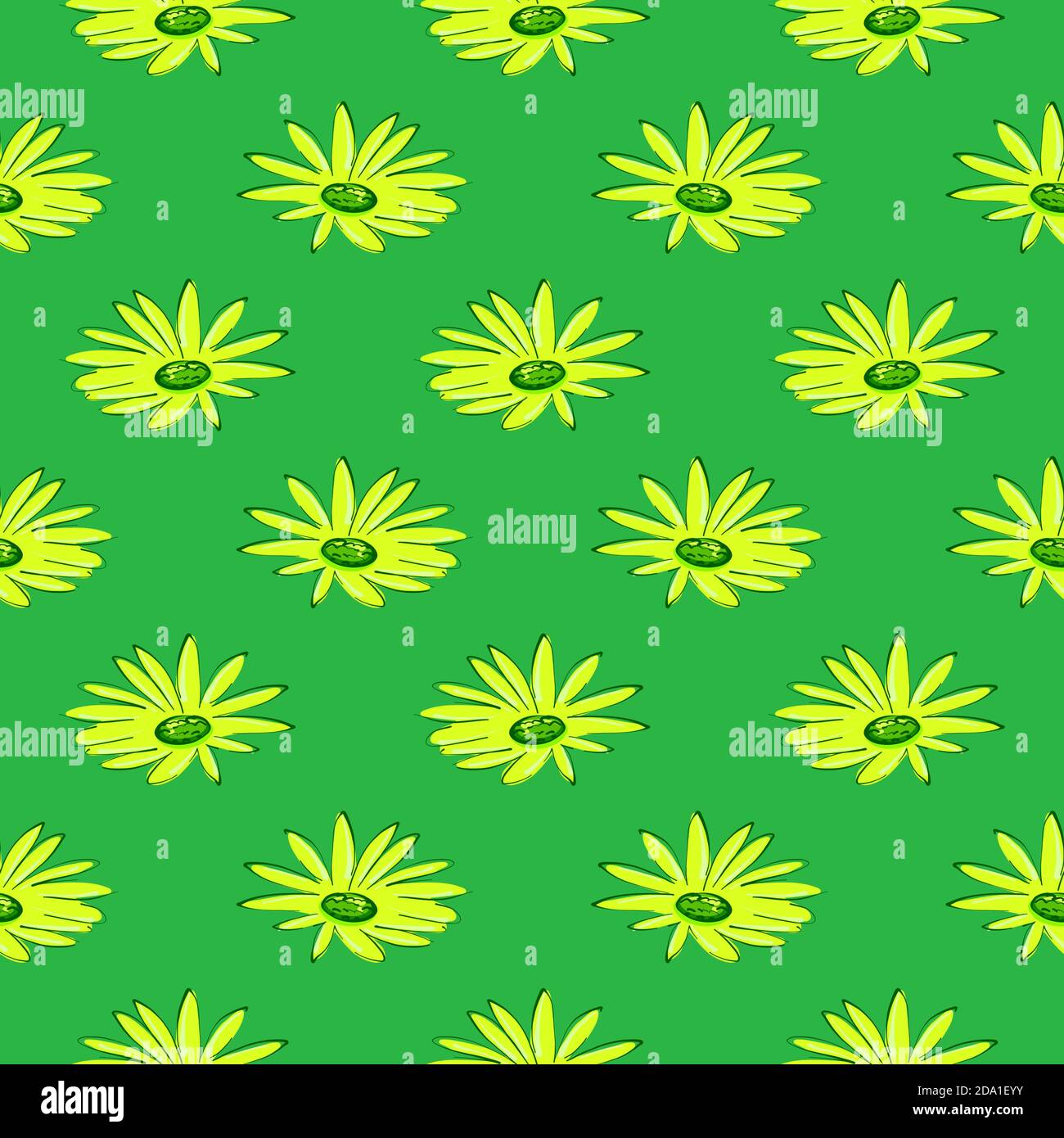 Pretty chamomile , seamless pattern on a bright green background Stock ...